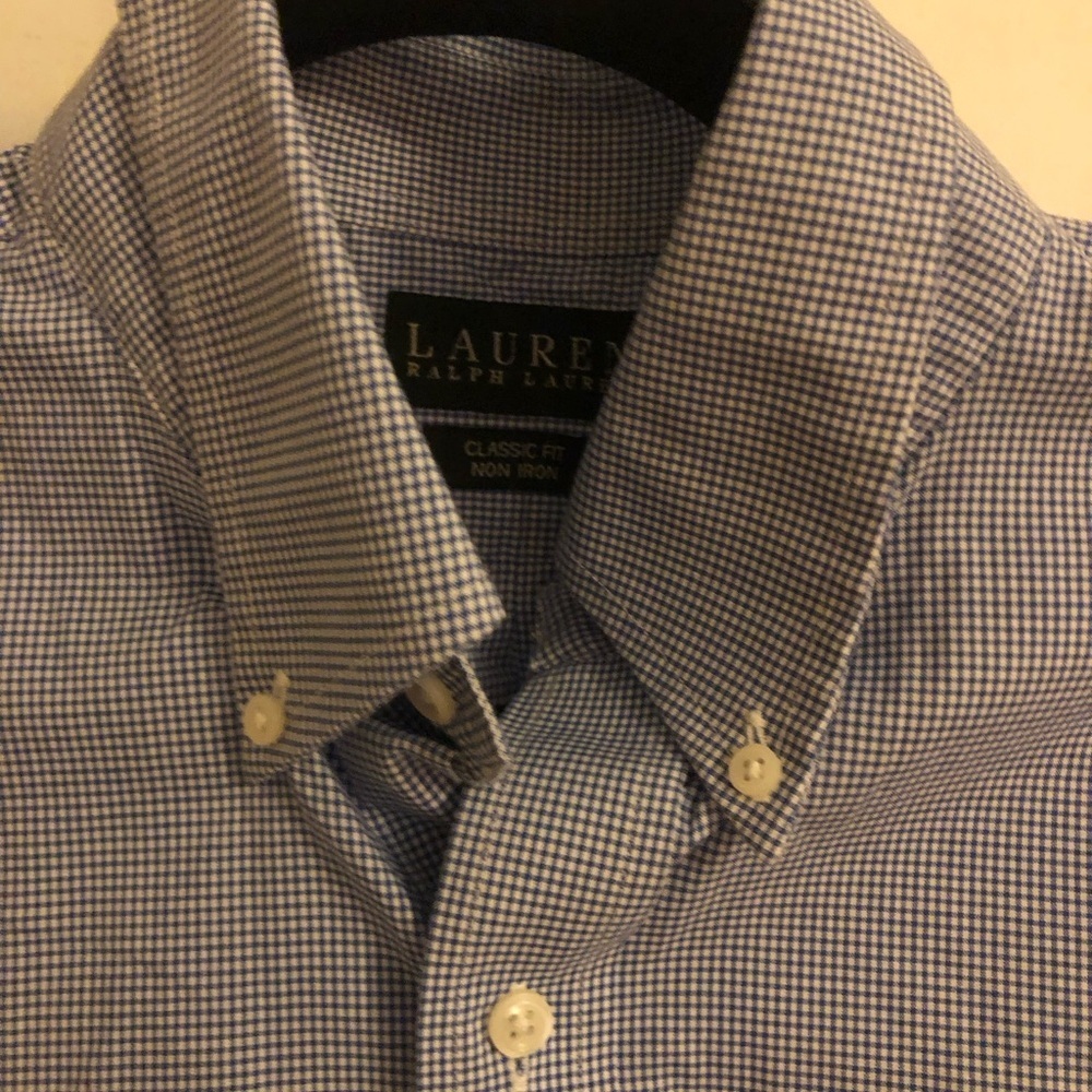 Ralph Lauren Shirt Classic Fit Blue and White Button Down Long Sleeve - Picture 7 of 7